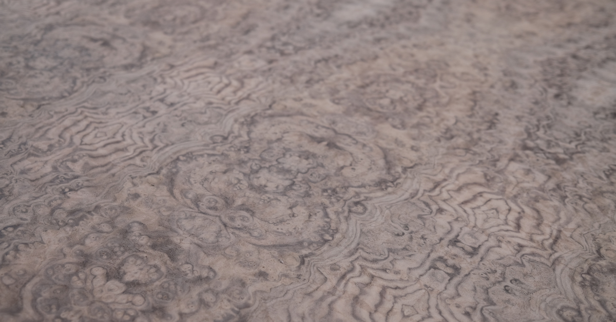 a walnut burl wood veneer sheet zoomed in